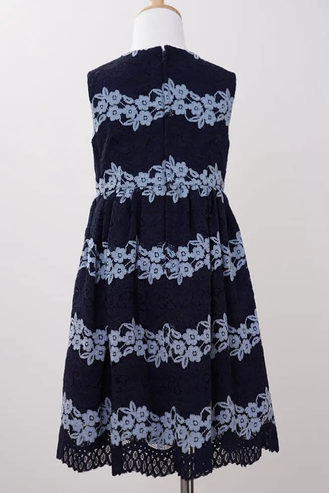 ネイビーの花柄レースキッズフォーマルセット
