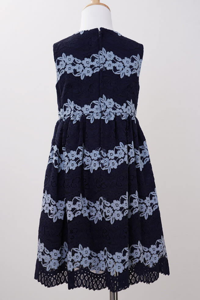 ネイビーの花柄レースキッズフォーマルセット