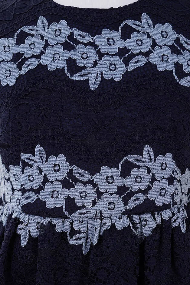 ネイビーの花柄レースキッズフォーマルセット