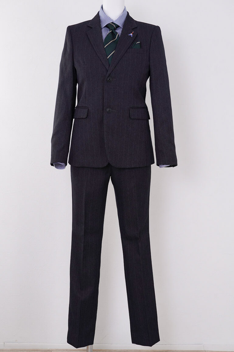 ネイビーのシャドーストライプキッズフォーマルセット