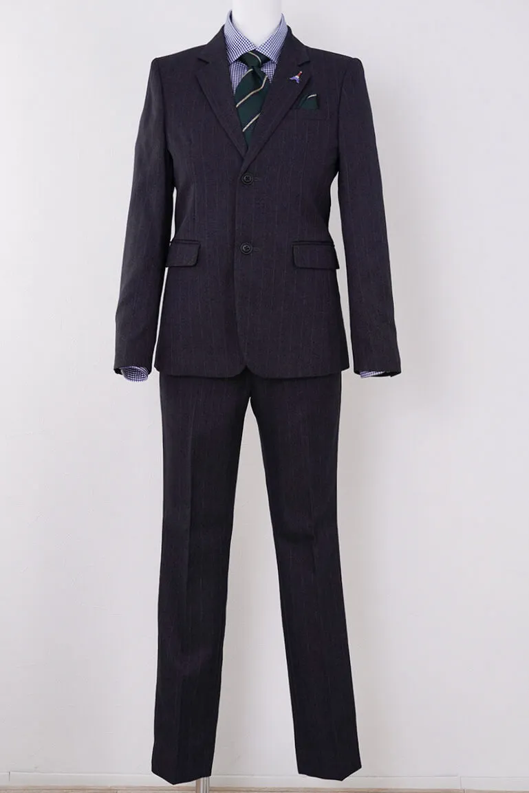 ネイビーのシャドーストライプキッズフォーマルセット