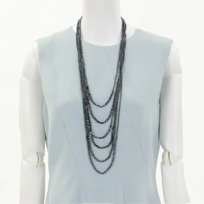 ブラックのビーズ6連ネックレス