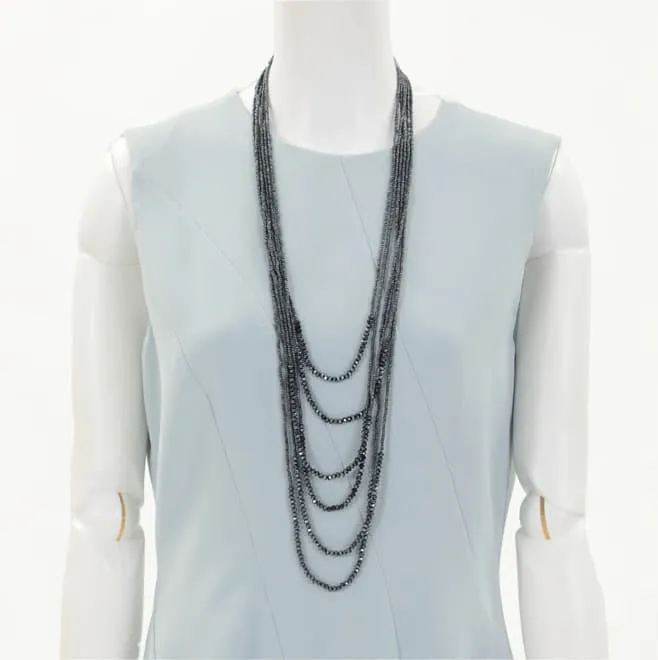 ブラックのビーズ6連ネックレス