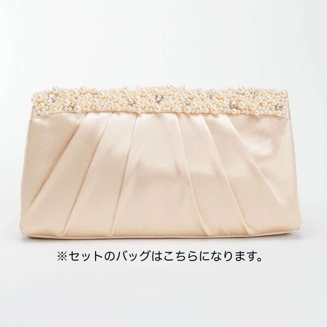 ネイビー×ブラックのレース切替パフスリーブドレスコーディネートセット