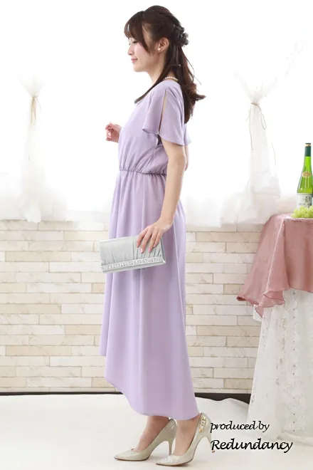 ラベンダーのフィッシュテールロングドレス