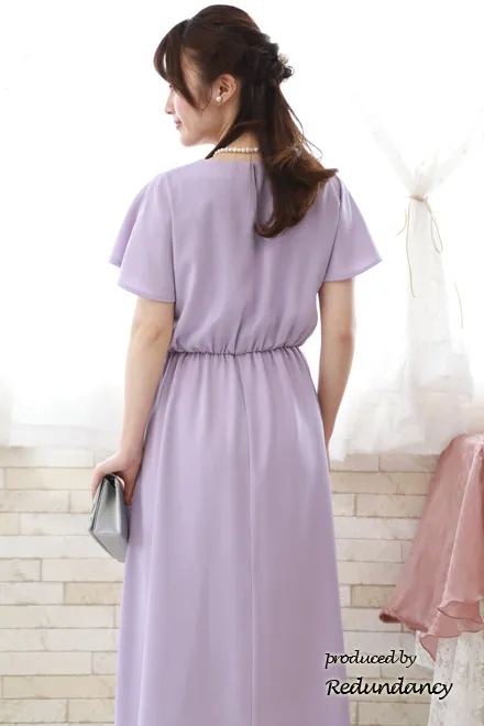 ラベンダーのフィッシュテールロングドレス