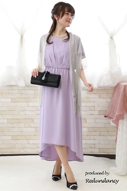 ラベンダーのフィッシュテールロングドレス