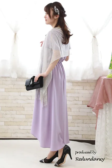 ラベンダーのフィッシュテールロングドレス