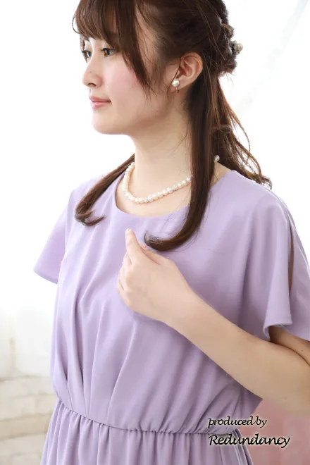 ラベンダーのフィッシュテールロングドレス