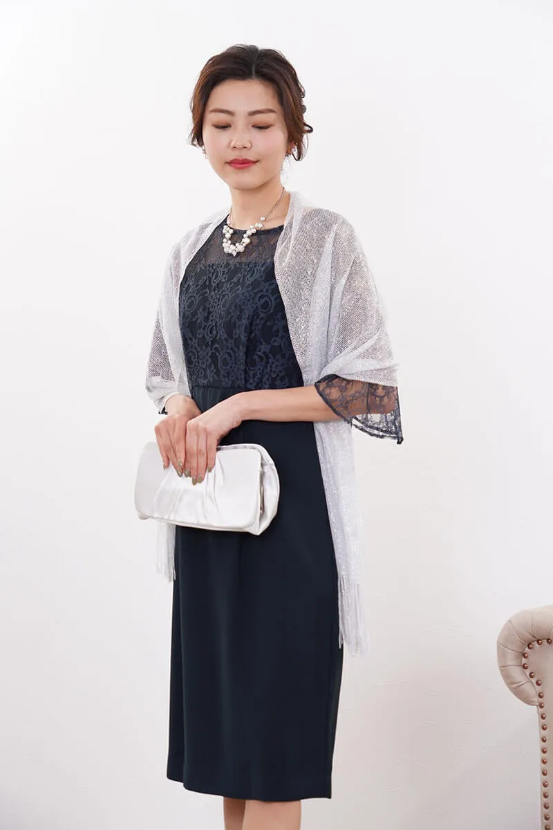 ビジューボール付きシルバーとホワイトパールネックレス