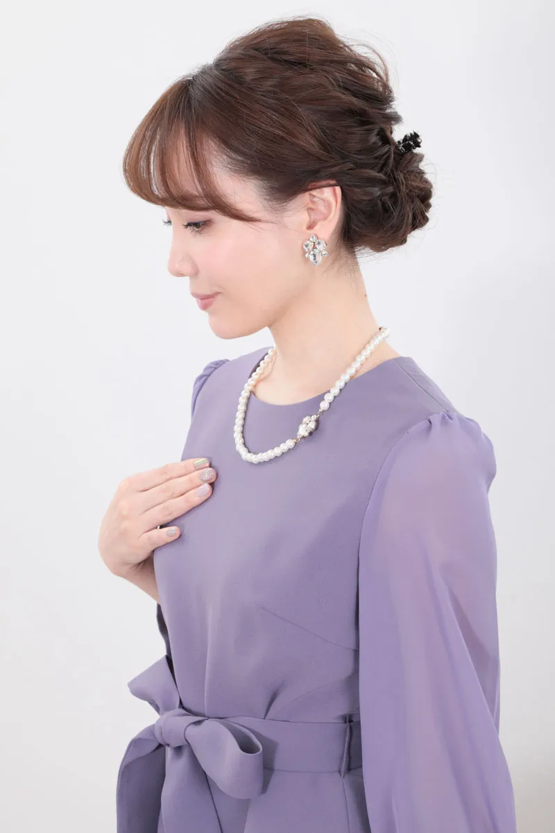 ビジュー付きイヤリング(ゴールド)