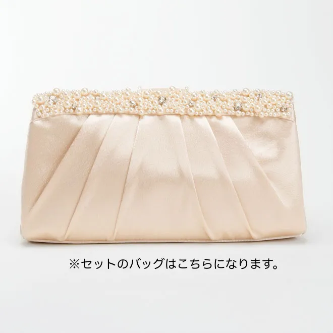 ネイビーの胸元レース切替えフィッシュテールドレスコーディネートセット