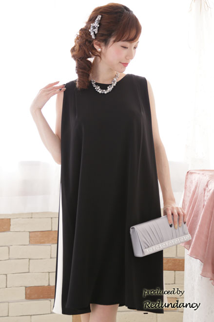 ブラック×ホワイトの配色Aラインドレス