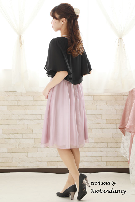 ラベンダーピンクのウエストマークギャザードレス