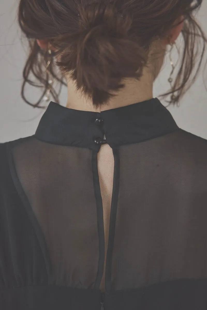 ブラックのワイドパンツセットアップドレス