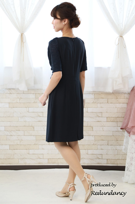 ネイビーのストール風2wayドレス