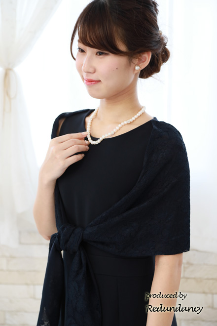 ネイビーのストール風2wayドレス