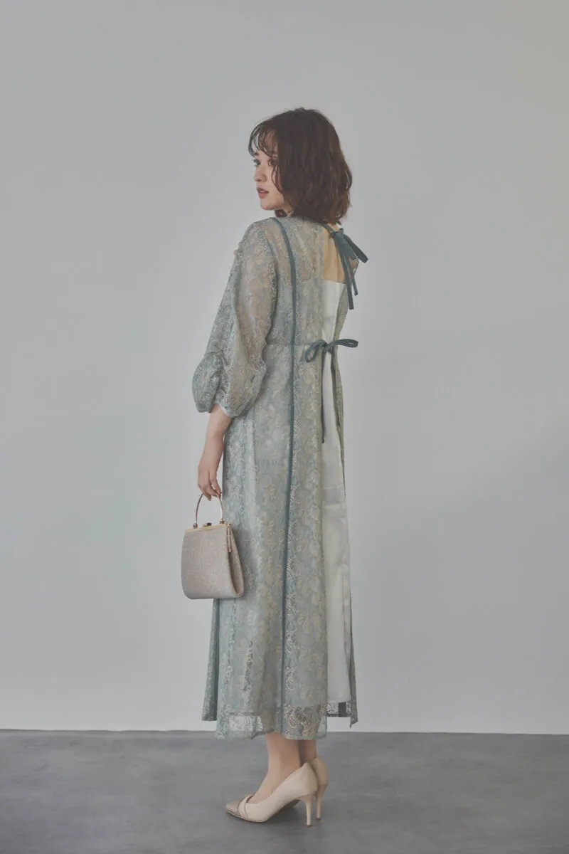 サックスのパイピングレースエプロンドレス