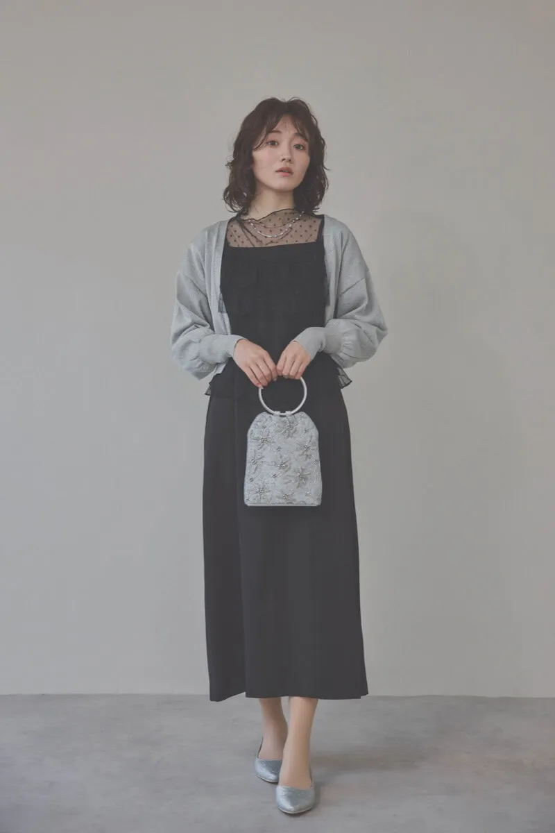 ブラックのドットチュールトップスドレス