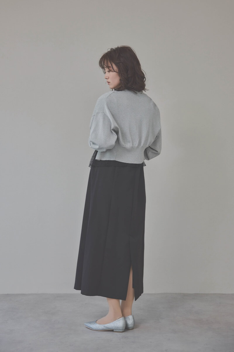 ブラックのドットチュールトップスドレス