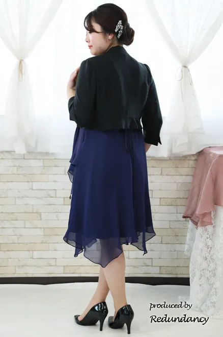 パープルのビジュー切替シフォンドレス