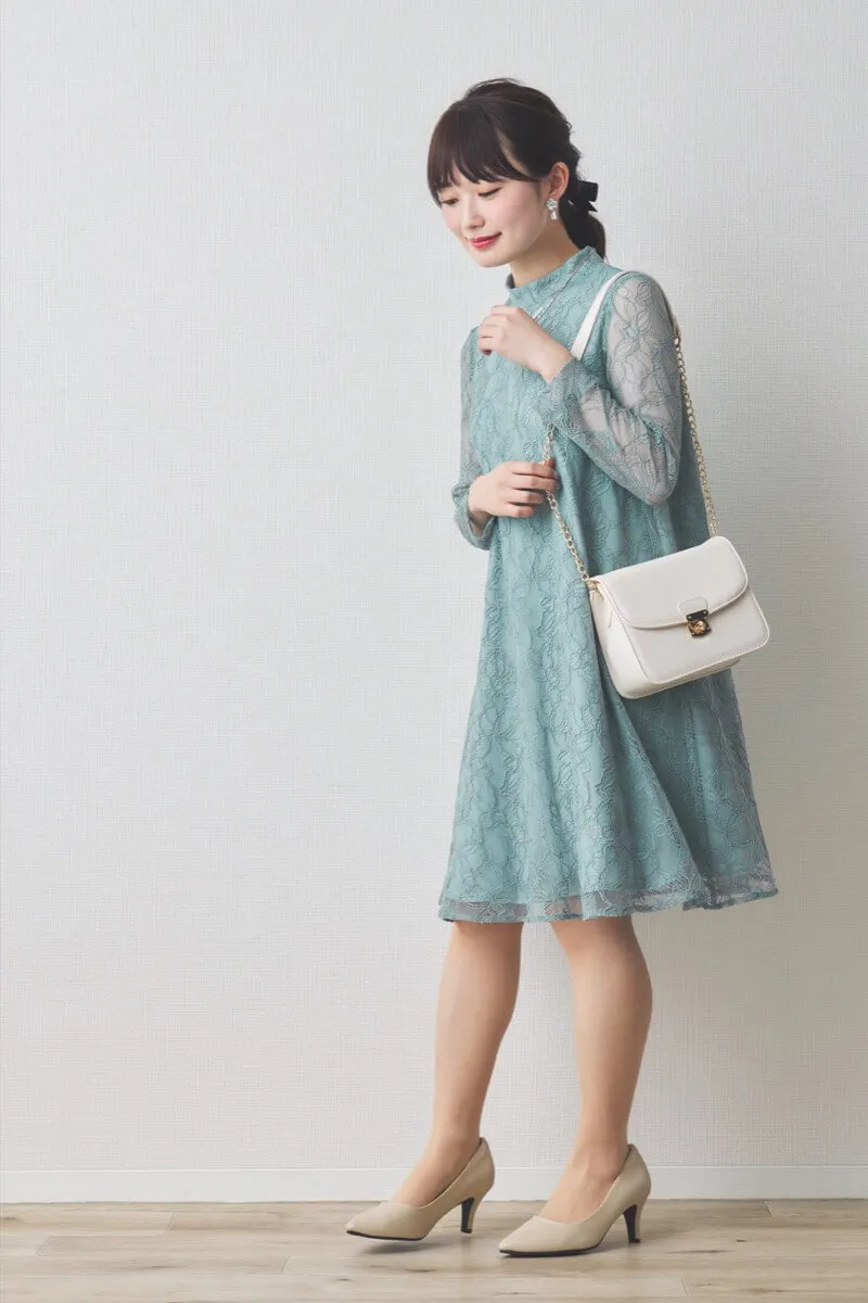 ミントのシアーレースAラインドレス