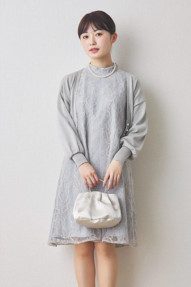 ブルーグレーのシアーレースAラインドレス