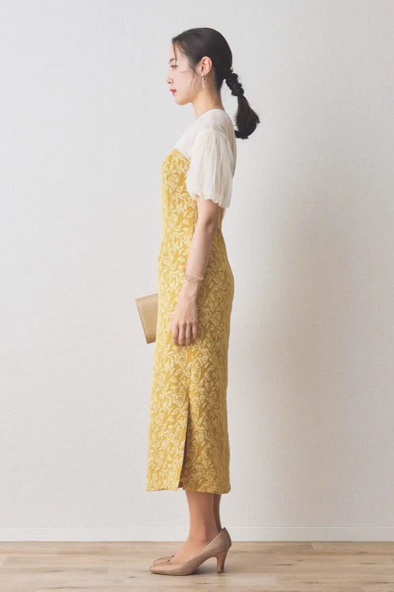 イエローのフラワージャガードIラインドレス