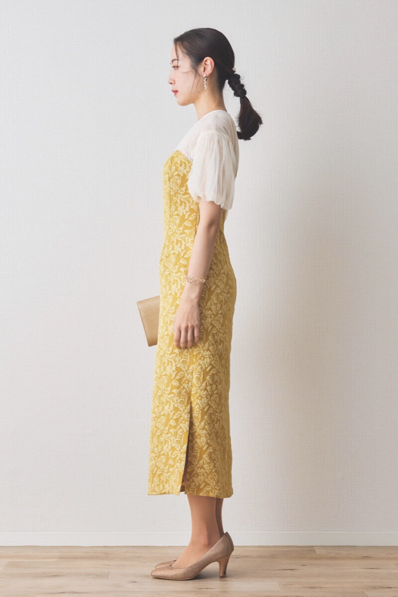 イエローのフラワージャガードIラインドレス
