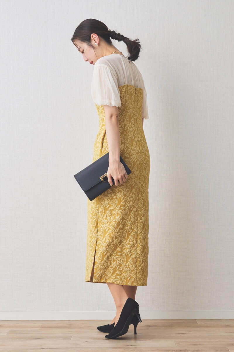 イエローのフラワージャガードIラインドレス