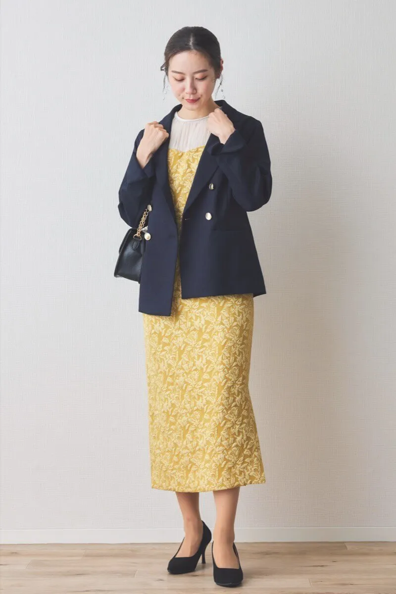 イエローのフラワージャガードIラインドレス