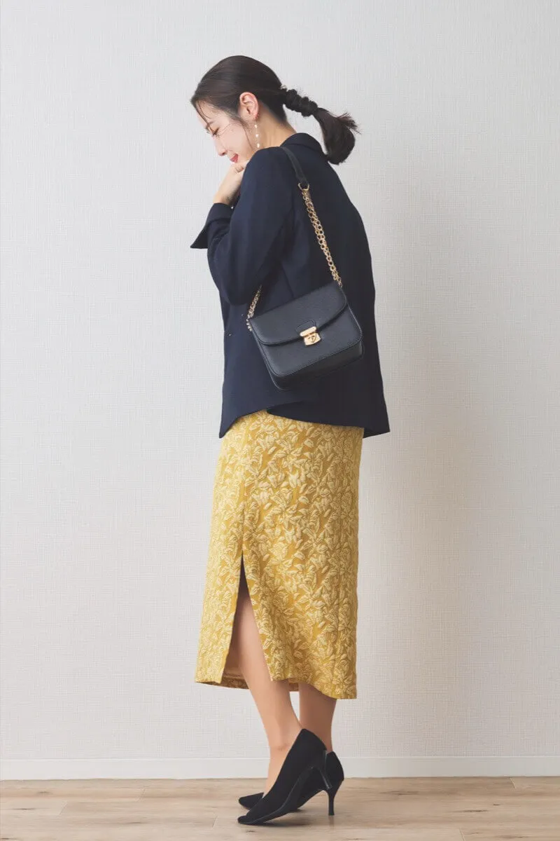 イエローのフラワージャガードIラインドレス