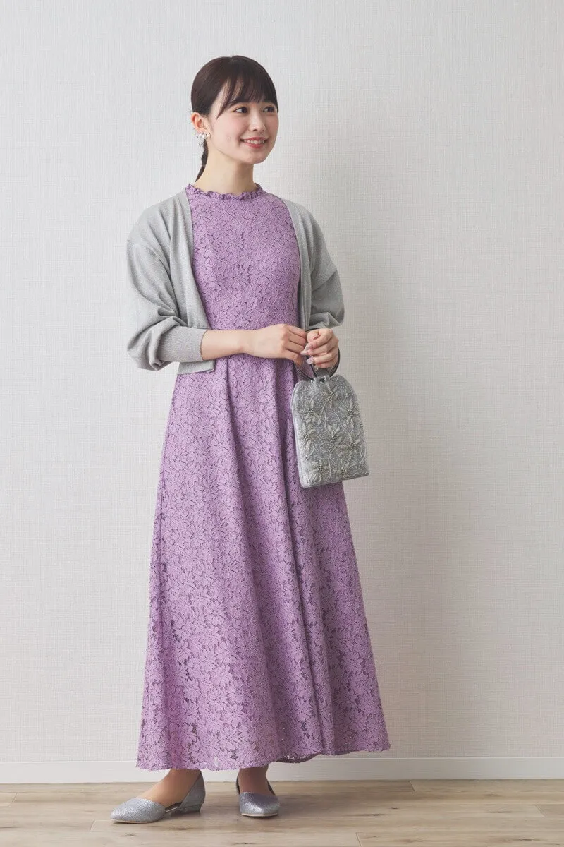 パープルのミックスレースドレス