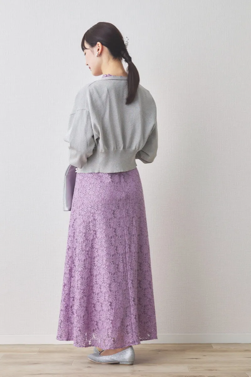 パープルのミックスレースドレス