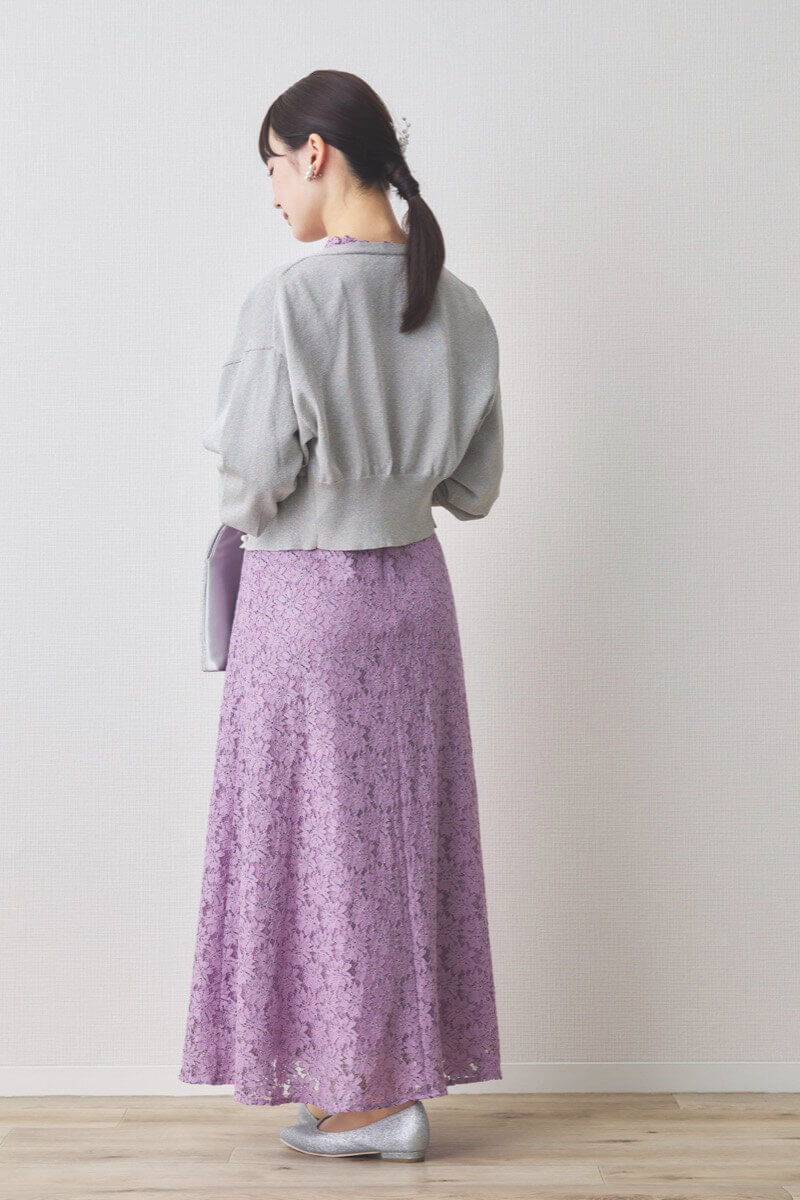 パープルのミックスレースドレス