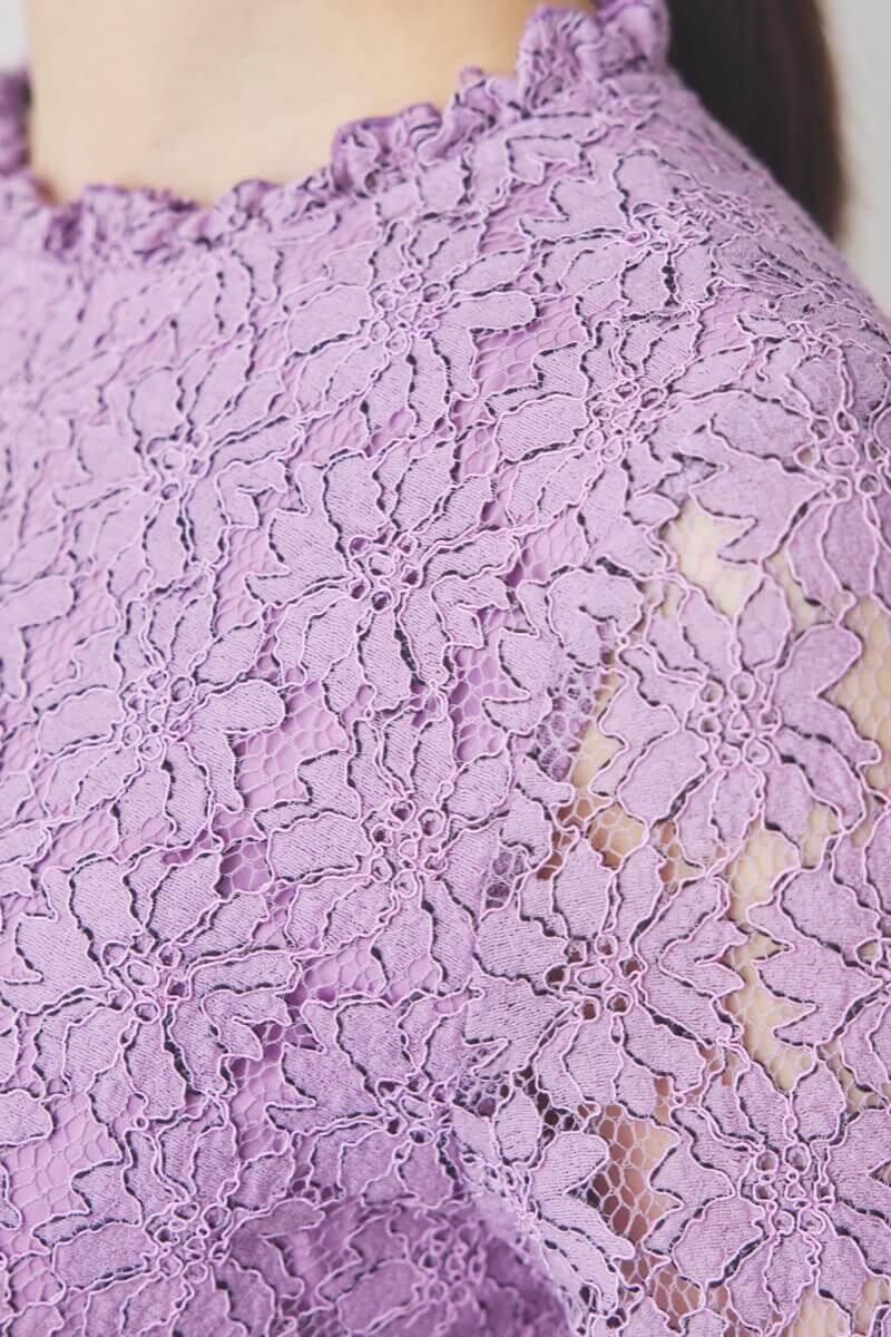 パープルのミックスレースドレス