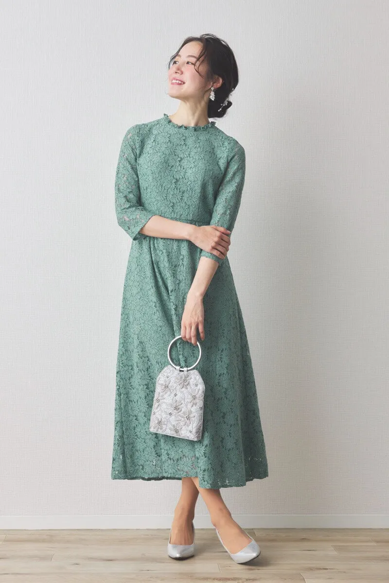 グリーンのミックスレースドレス