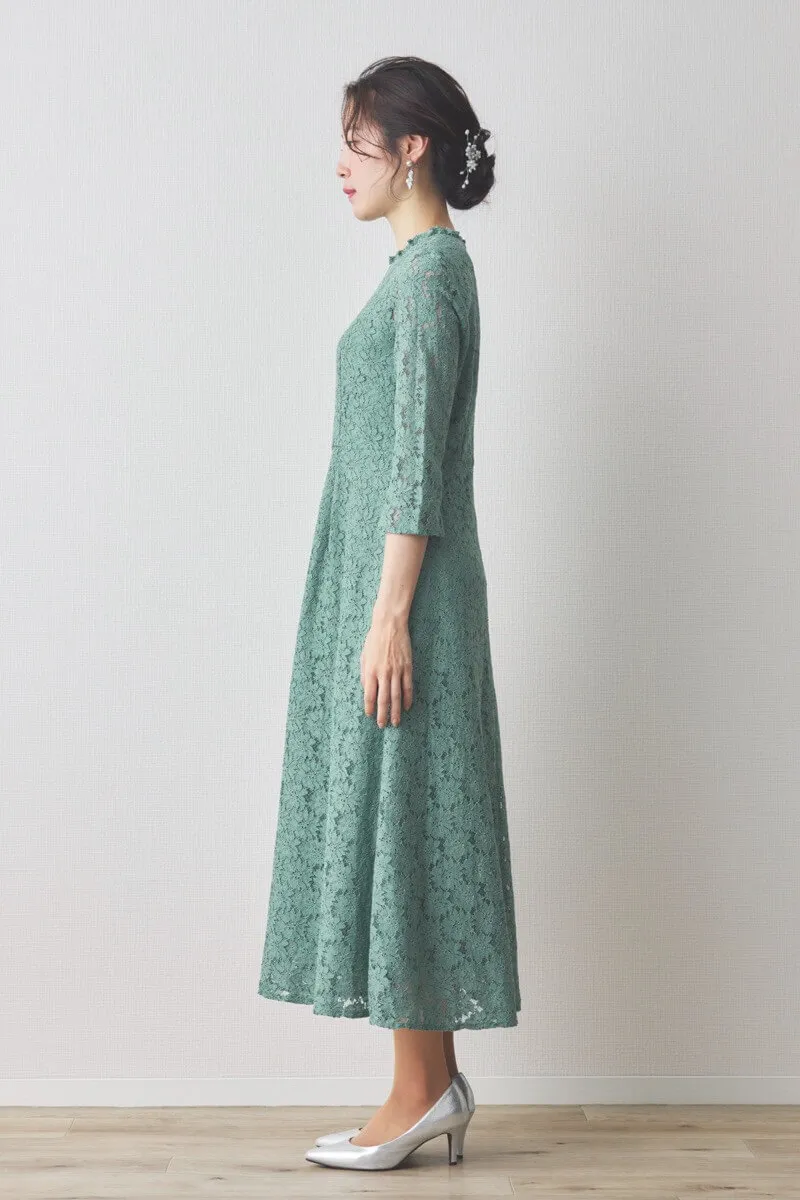 グリーンのミックスレースドレス