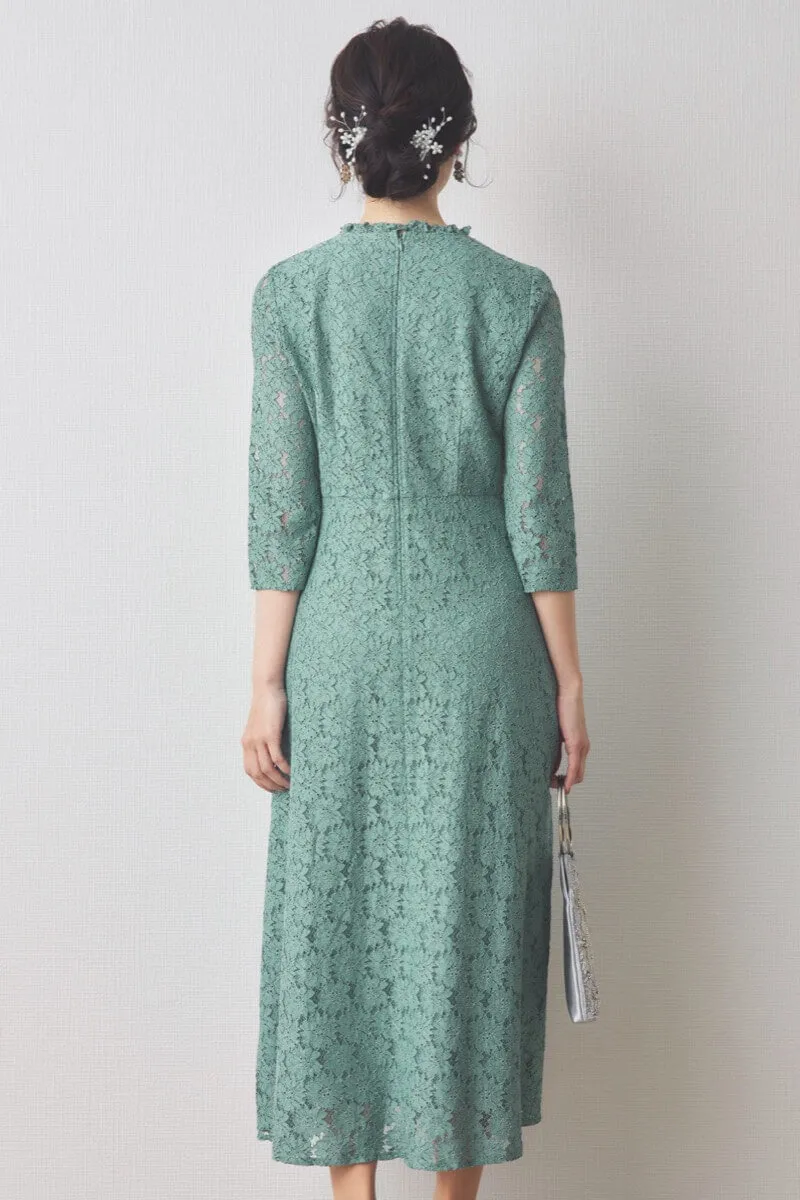 グリーンのミックスレースドレス