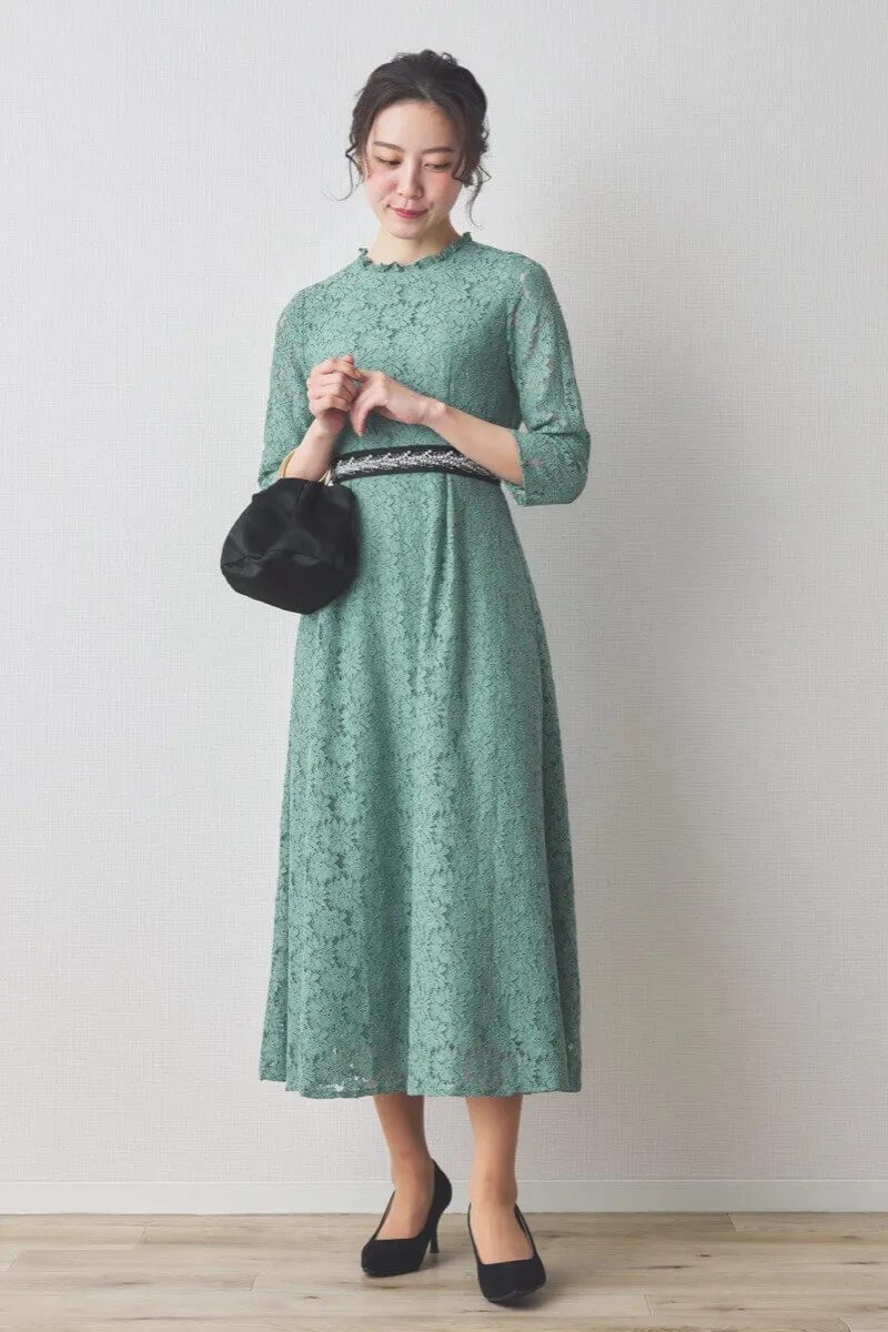 グリーンのミックスレースドレス