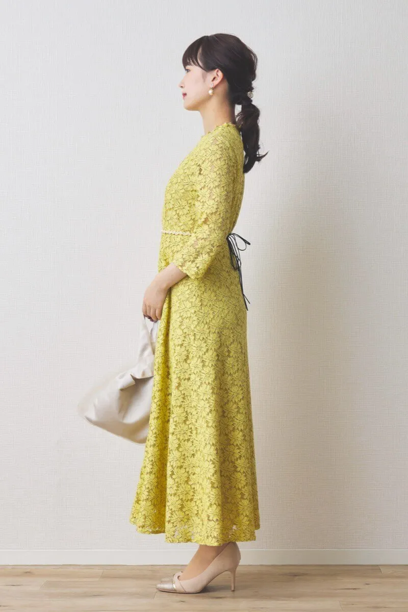 イエローのミックスレースドレス