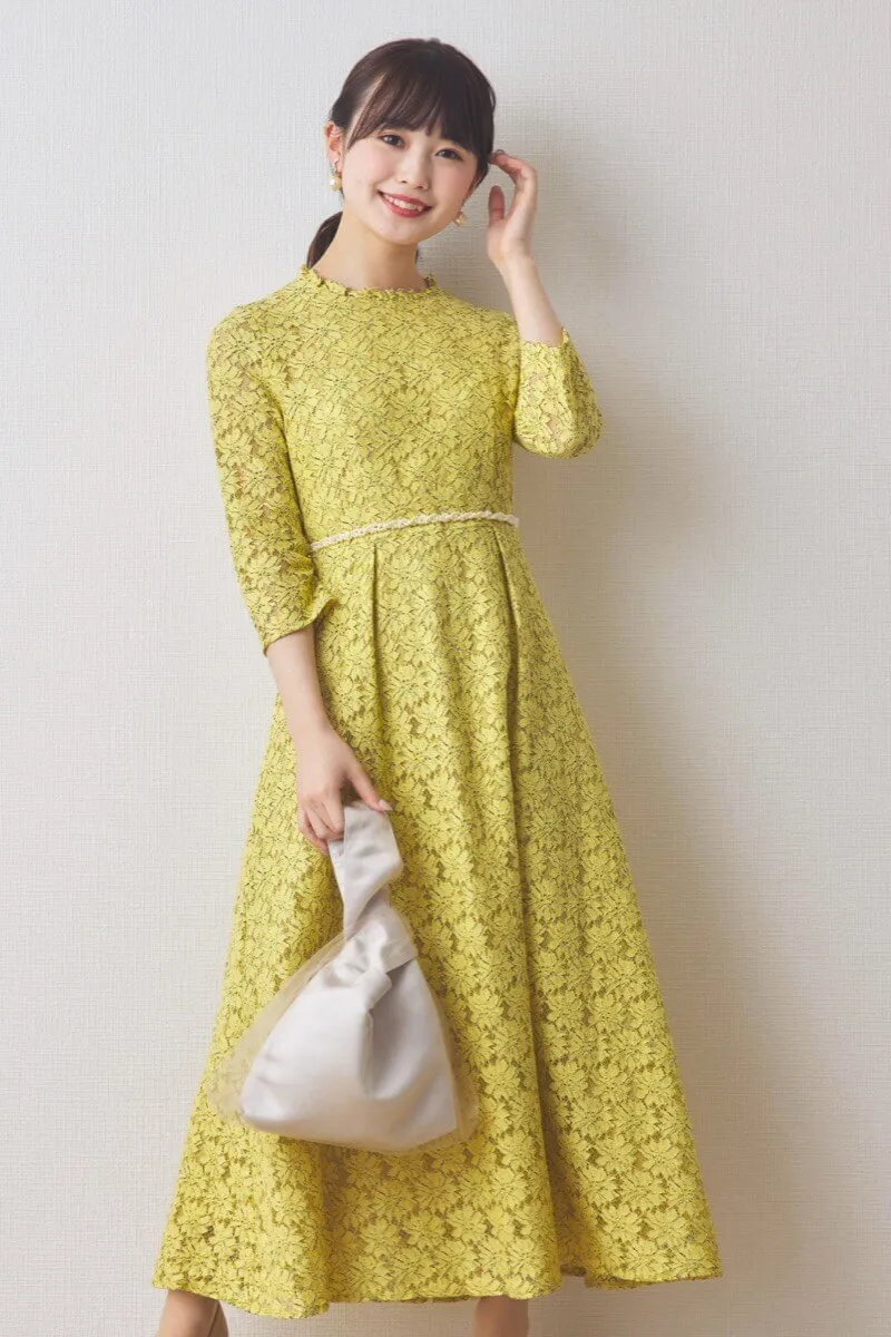イエローのミックスレースドレス