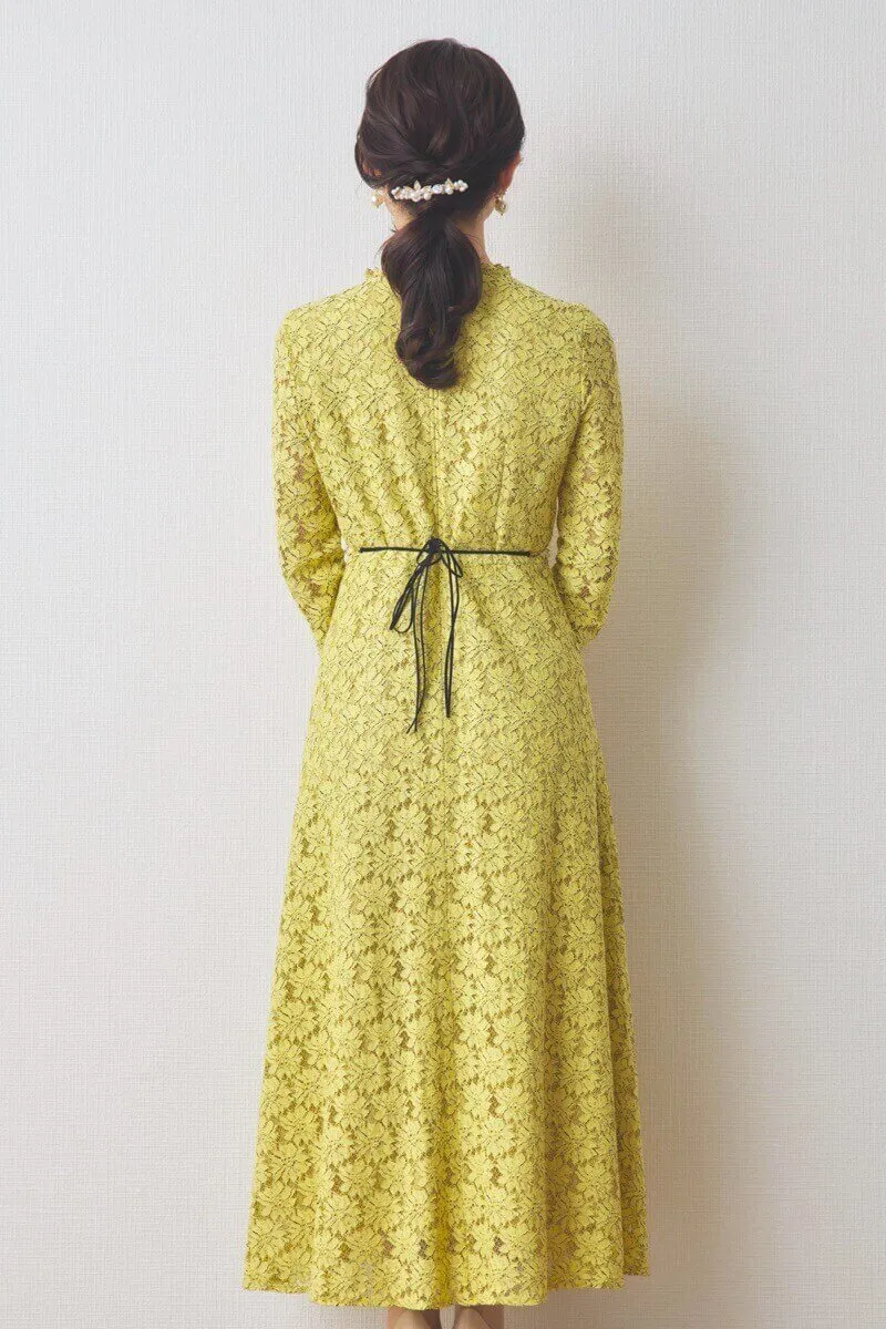 イエローのミックスレースドレス