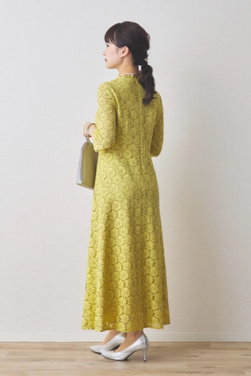 イエローのミックスレースドレス