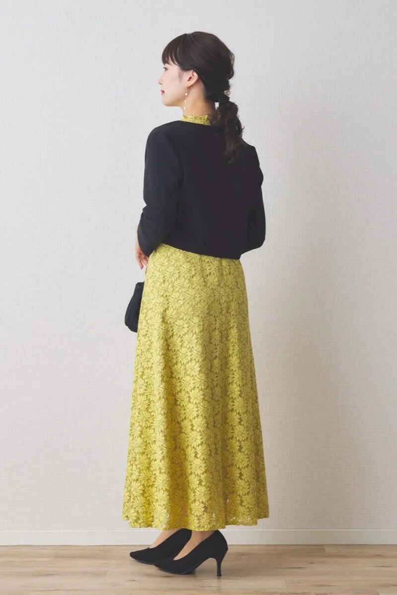 イエローのミックスレースドレス