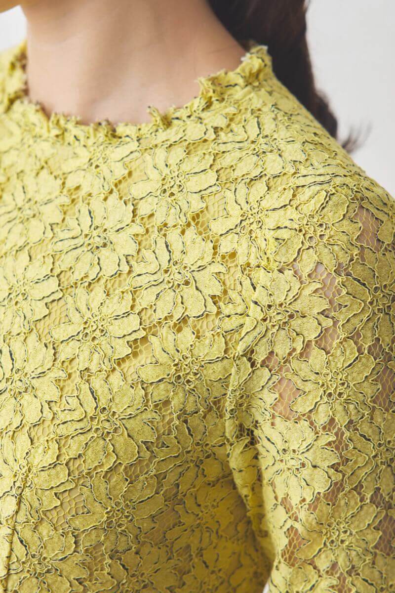 イエローのミックスレースドレス