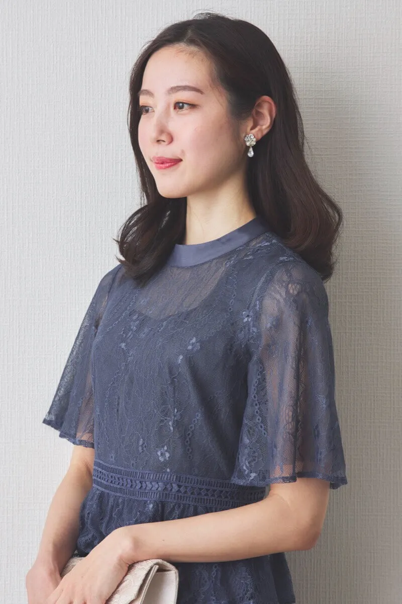 しずくビジュー×パールイヤリング(ゴールド)