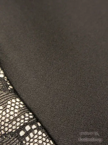 ブラック×ベージュの花柄レースのひざ丈ドレスコーディネートセット