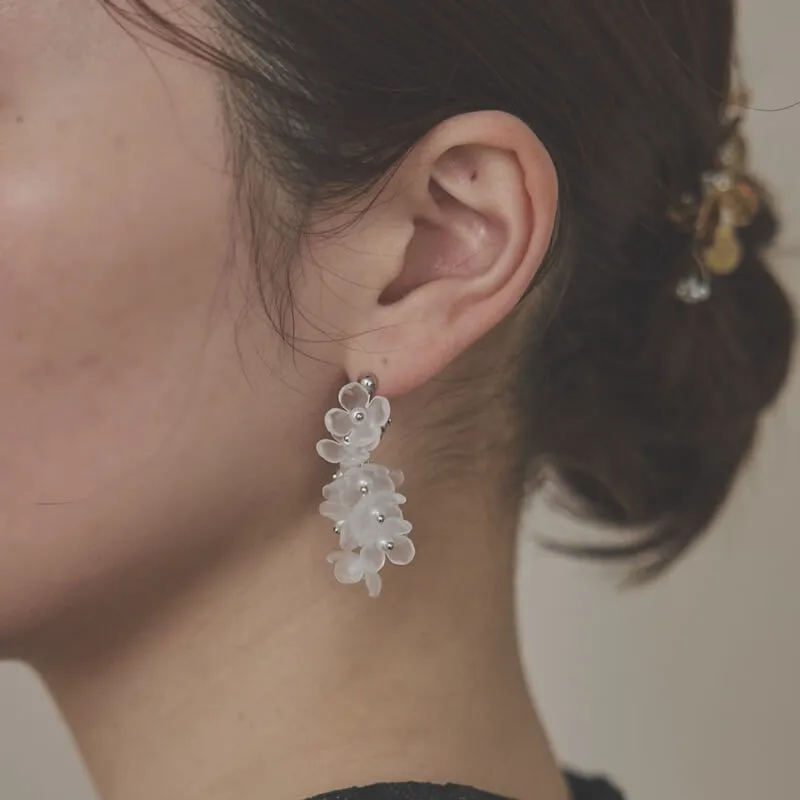 クリアミニフラワーのイヤリング(シルバー)