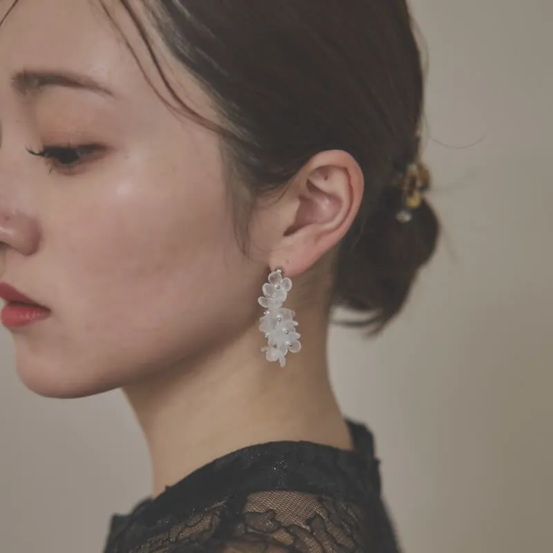 クリアミニフラワーのイヤリング(シルバー)